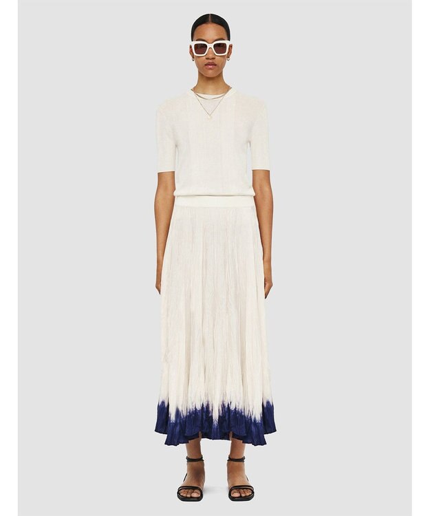 JOSEPH ニットアンドウーヴン　シルクプリーツスカート Ivory/Navy