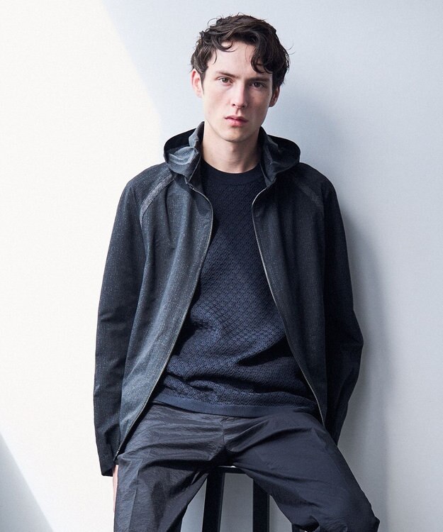 JOSEPH HOMME クールドッツストレッチ　フードブルゾン ブラック系