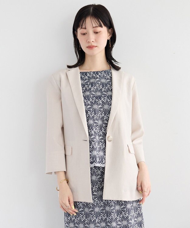 YECCA VECCA マシンウォッシャブルリネンライクジャケット Light Beige