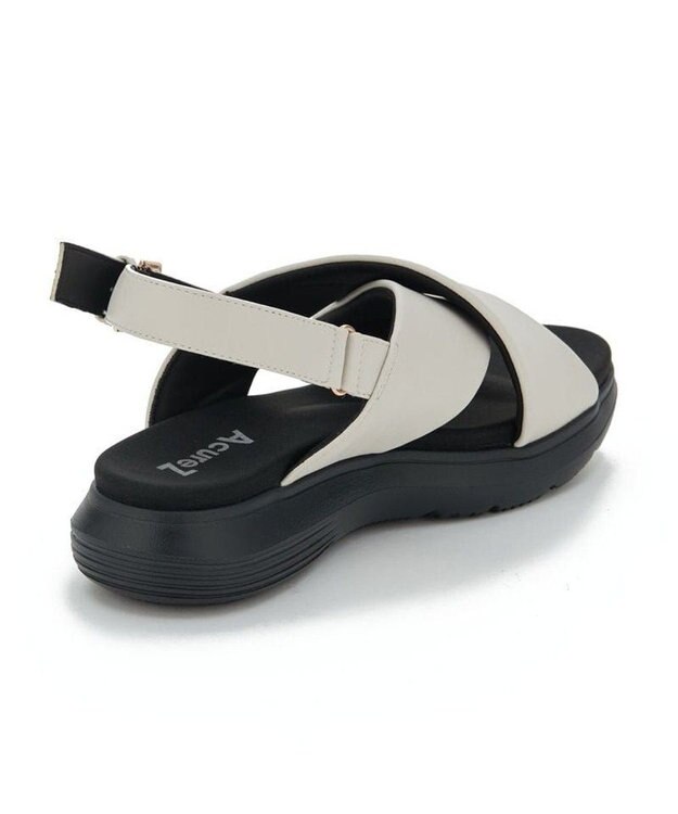 AcureZ オトナのスポサン クロスベルトデザイン「軽×ラクサンダル」 ダークホワイト×ブラック