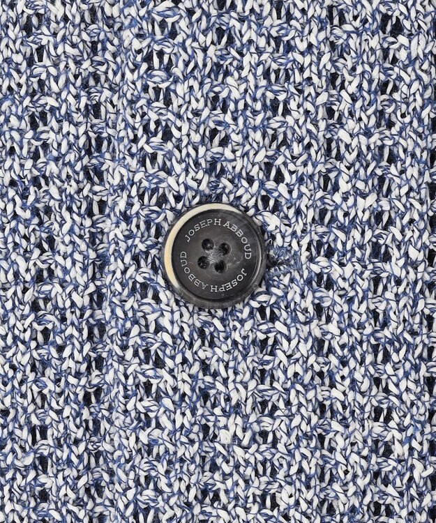 JOSEPH ABBOUD 【エコ素材和紙使用・日本素材】和紙杢メッシュクルーネック ニットジャケット ダルブルー系