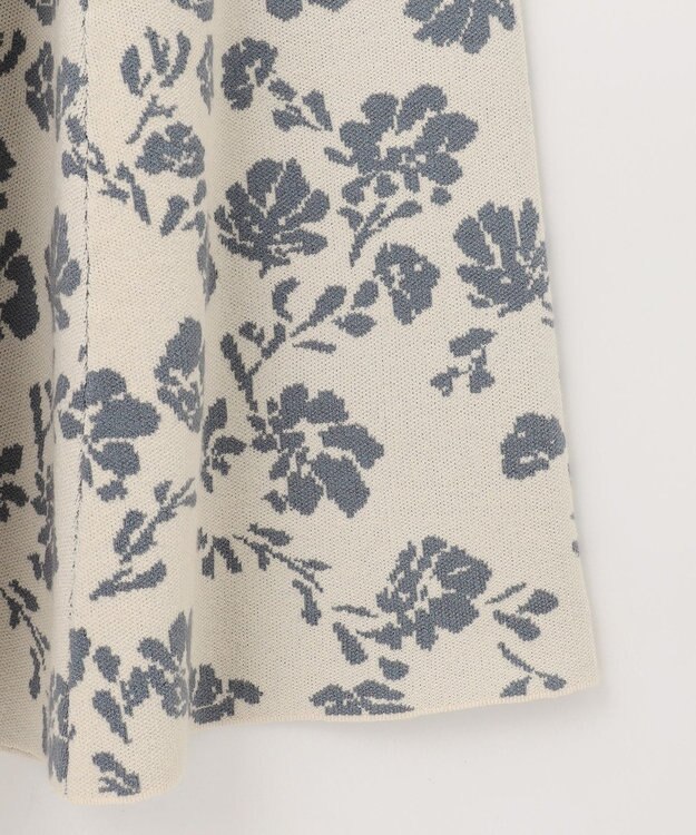 ANY SIS 【美人百花掲載】フラワージャガードニット ワンピース スモーキーブルー×アイボリー