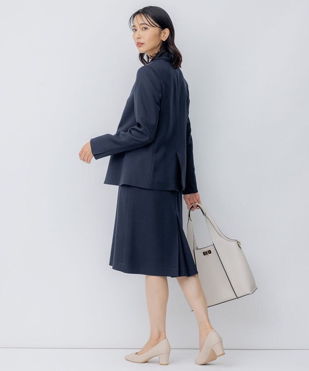 23区 L 【洗える】ウールライクカルゼ テーラード ジャケット ネイビー系
