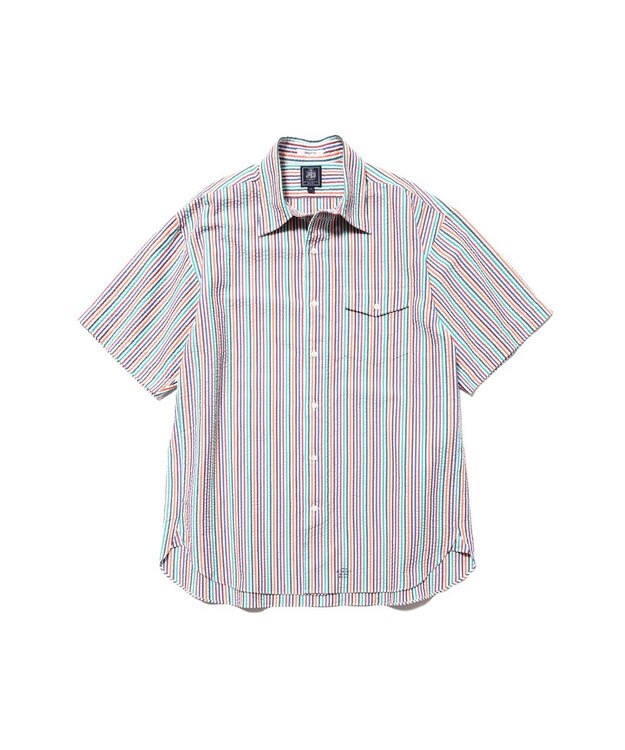 J.PRESS MEN 【J.PRESS ORIGINALS】Cotton Silk Seersucker Regular Half Sleeve Shirt / Baggy-Fit ホワイト系8