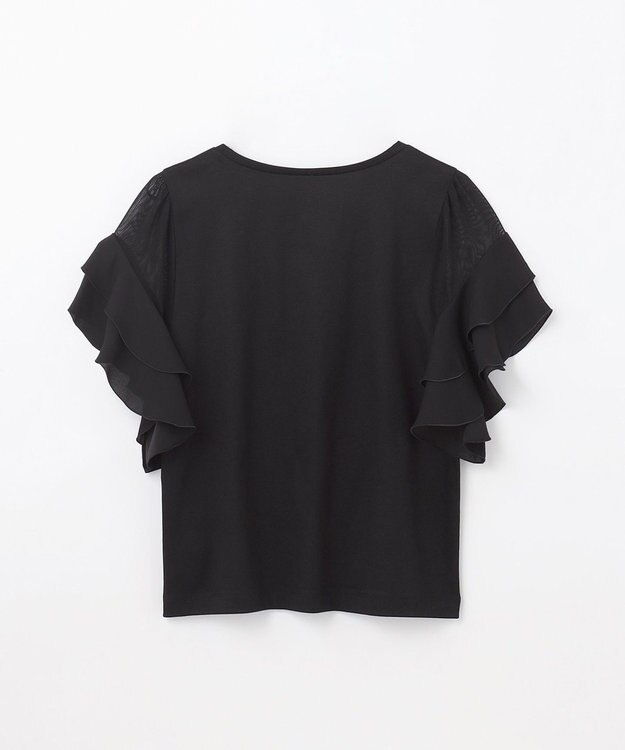 GRACE CONTINENTAL シアーフレアスリーブトップ ブラック