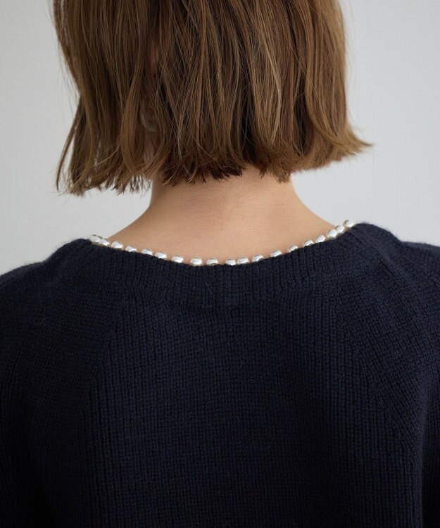 YECCA VECCA パールネックニット Navy