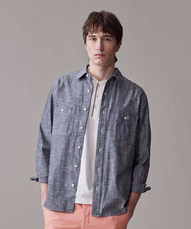 J.PRESS MEN 【洗える】コットンダンガリー シャツ / レギュラー ブラック系