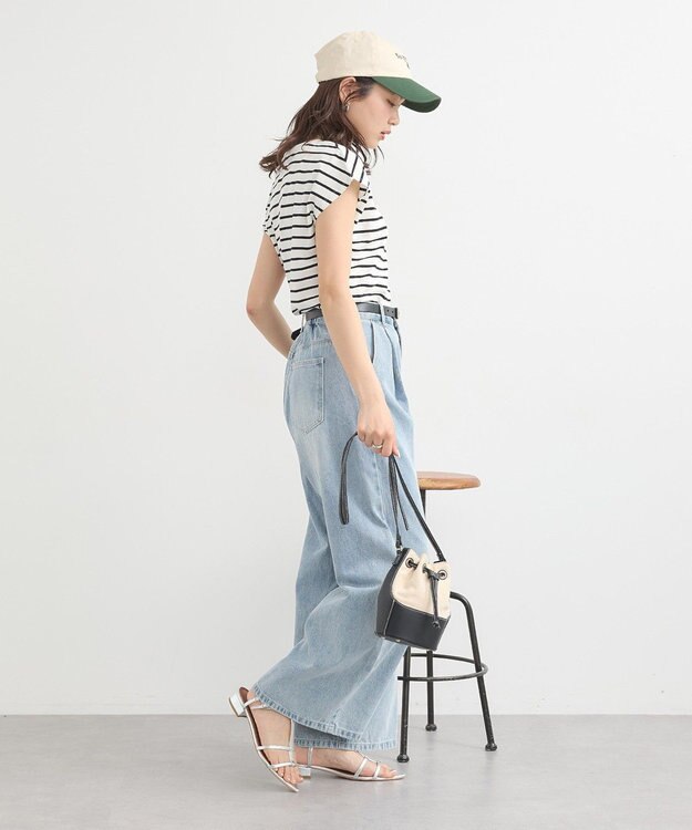 earth music&ecology 【接触冷感/洗濯機可】フレンチＴ Border Ivory