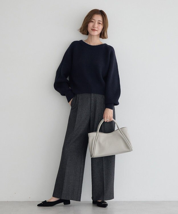 YECCA VECCA パールネックニット Navy