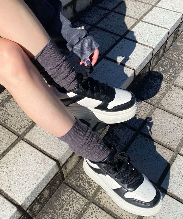 WEGO ボリュームレースアップ厚底スニーカー ブラック