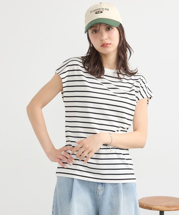 earth music&ecology 【接触冷感/洗濯機可】フレンチＴ Border Ivory