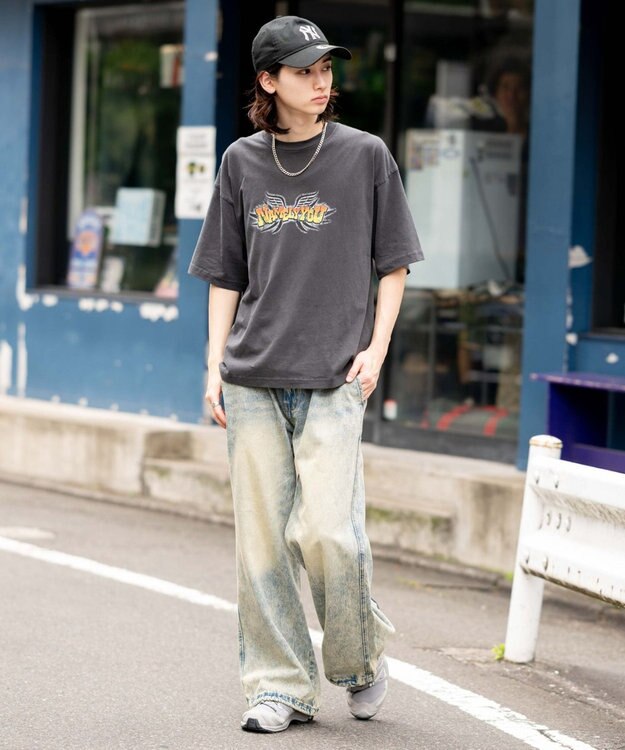 WEGO ローライズバギーフレアデニムパンツ デニム淡加工色