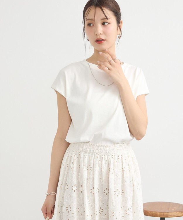 earth music&ecology 【接触冷感/洗濯機可】フレンチＴ Ivory