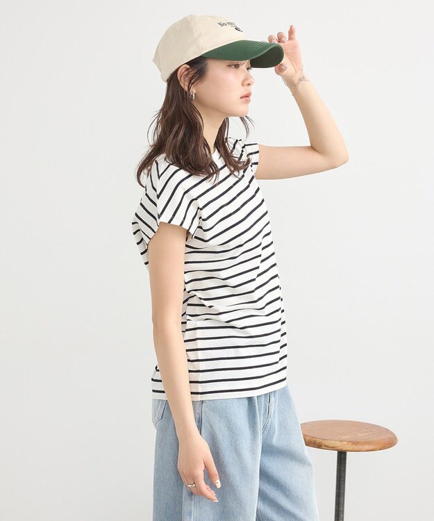 earth music&ecology 【接触冷感/洗濯機可】フレンチＴ Border Ivory