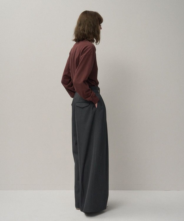 ATON COMPACT WOOL | 3タックワイドパンツ CHARCOAL GRAY