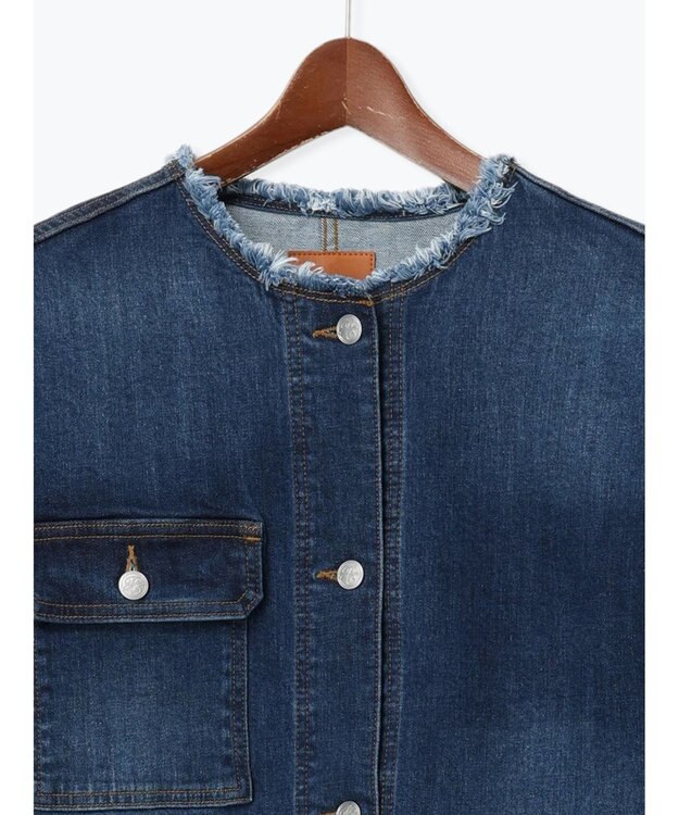 Te chichi ノーカラーデニムジャケット ブルー