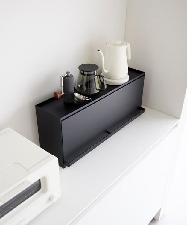 tower 前が開くキッチンカウンター上収納ラック タワー D15 ブラック ブラック