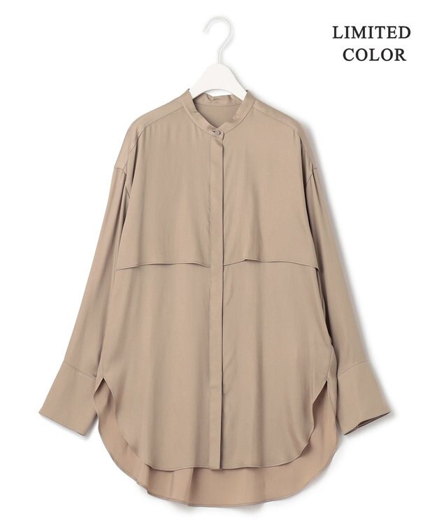 ICB 【WEB限定カラーあり・洗える】 シルキーサテン シャツブラウス モカ系［WEB限定］