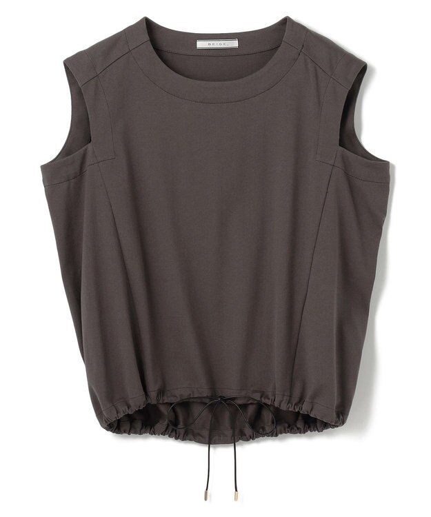 BEIGE， 【洗える】IXIA / コットンノースリーブドロストトップス Slate