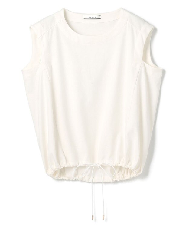 BEIGE， 【洗える】IXIA / コットンノースリーブドロストトップス White