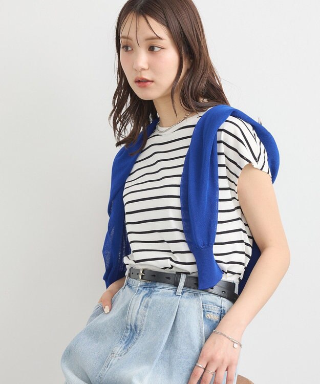 earth music&ecology 【接触冷感/洗濯機可】フレンチＴ Border Ivory