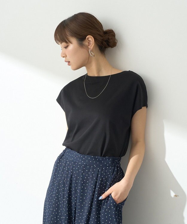 earth music&ecology 【接触冷感/洗濯機可】フレンチＴ Black