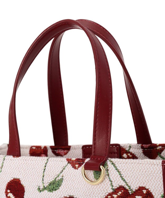 Maison de FLEUR チェリー柄ゴブラン２Ｗａｙスクエアトートバッグ Red