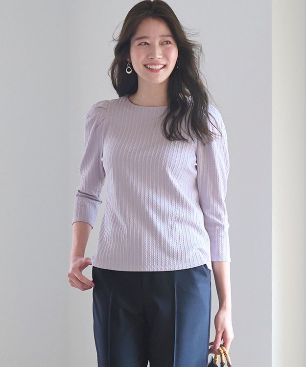 ANY SIS 【洗える】ミニケーブルジャカード プルオーバー ラベンダー