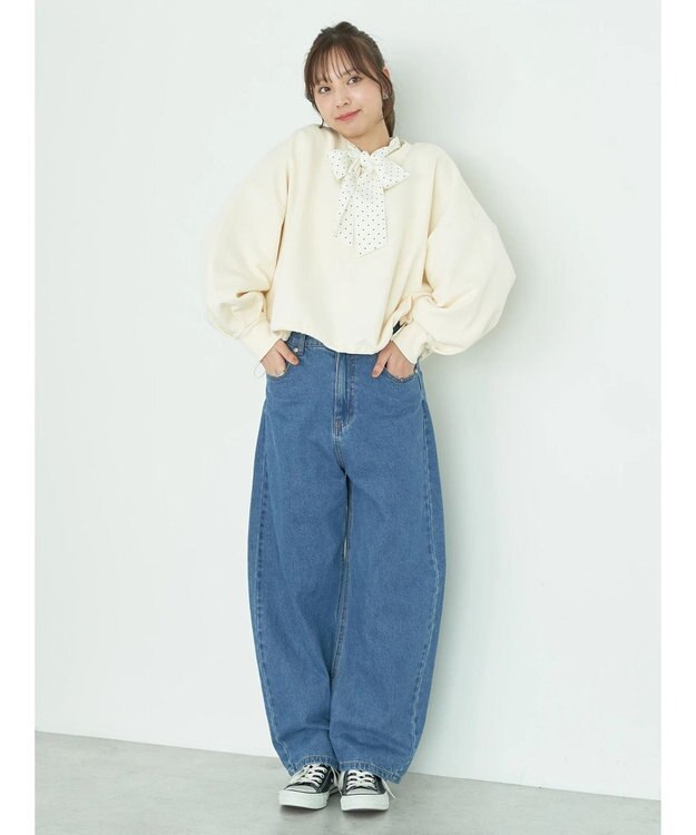 earth music&ecology 裏毛ドロストプルオーバー Ivory