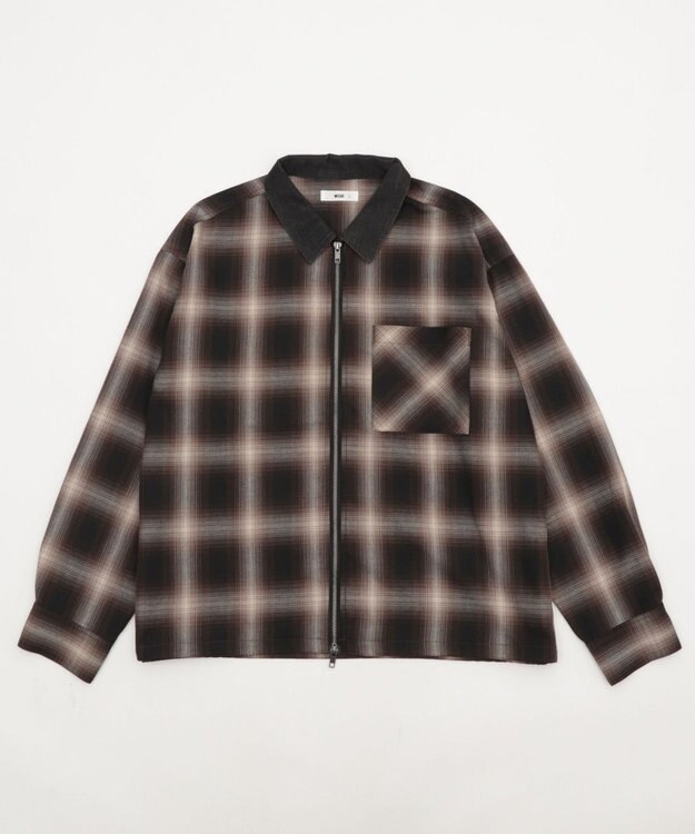 WEGO 【ユニセックス着用ITEM/MLサイズ展開】オンブレチェックシャツジャケット ブラウンチェック1