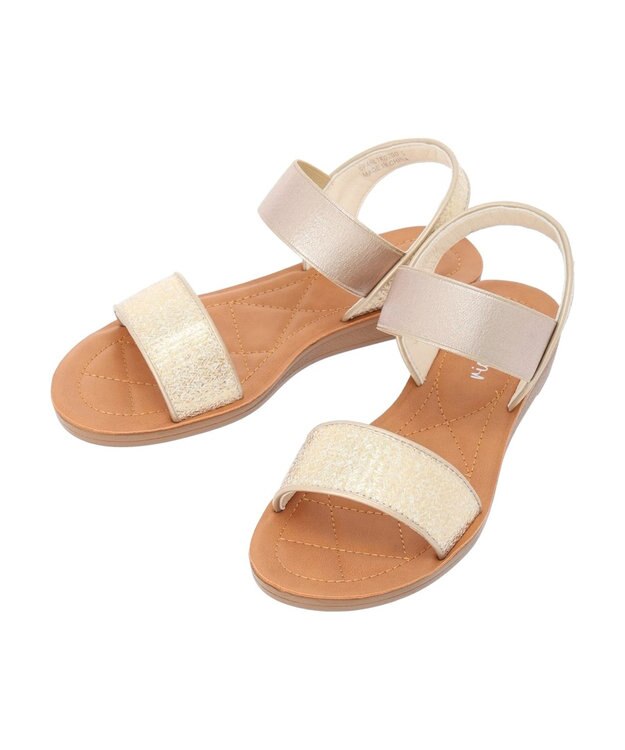 Green Parks ・ｒｉｃｈ　ｂｌｕｅ　雑材フラットサンダル Gold