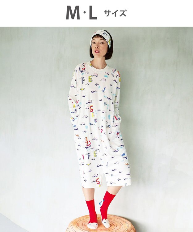 tsumori chisato SLEEP ツモリチサト ルームウエア ネグリジェ 綿100%(本体) 長袖 ロング丈 ロンパース ラグランスリーブ レディース UNX502 /ワコール アイボリー