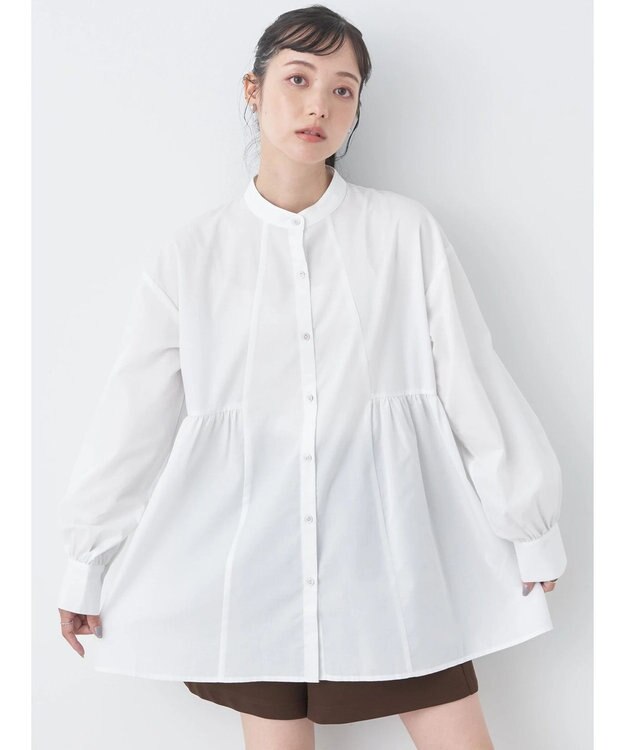 earth music&ecology サイドティアードチュニック Ivory