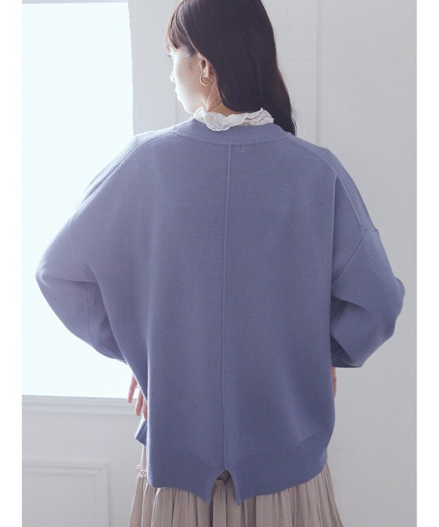 earth music&ecology アンチピリングバックスリットプルオーバー Blue