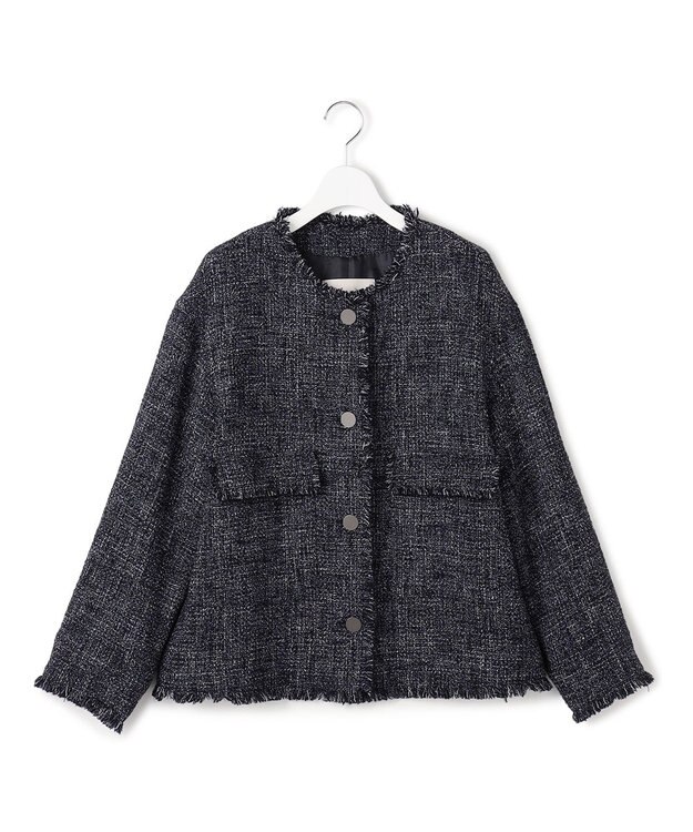 ICBノーカラーツイードジャケット 2022AW 先行予約・洗える】ライトブッチャーツイード ノーカラー