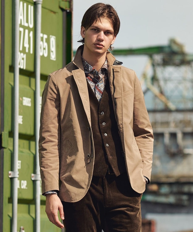 JOSEPH ABBOUD 【遠州産素材/オーガニックコットン】ソフトコーデュロイ ベスト ダークブラウン系