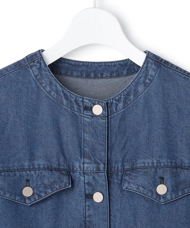 ICB L ナチュラルソフトデニム クロップドジャケット バイオデニム