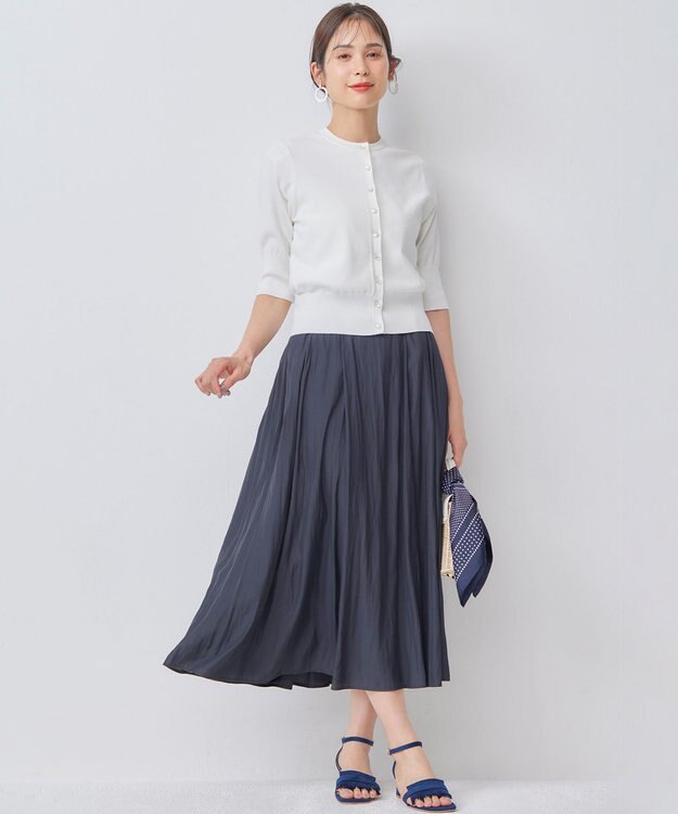 組曲 【WEB限定】ギャザーライトデシン タックスカート ブラック系