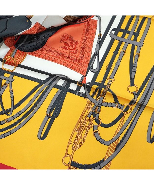 Marca 【伝統横濱スカーフ】鞍とベルト 大判 シルクスカーフ ヤマブキ