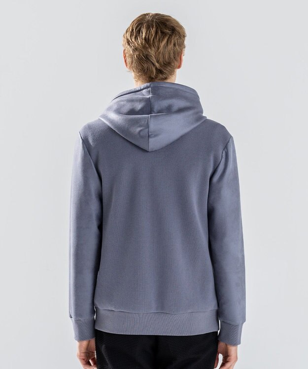 JOSEPH HOMME 新素材【ストレッチ/光沢感】レザーライクジャージーコンビ　フーディー ライトグレー系