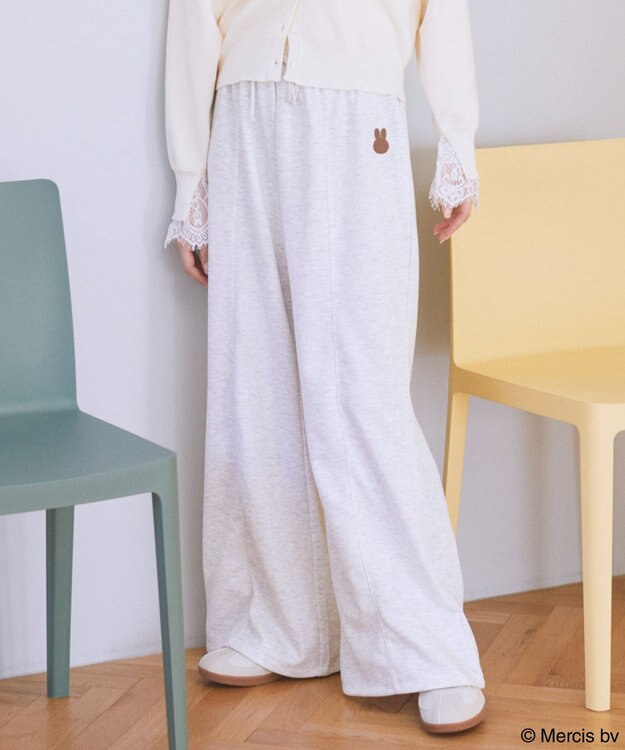 earth music&ecology 【予約】miffy/earth 刺繍スウェットパンツ 杢ライトグレー