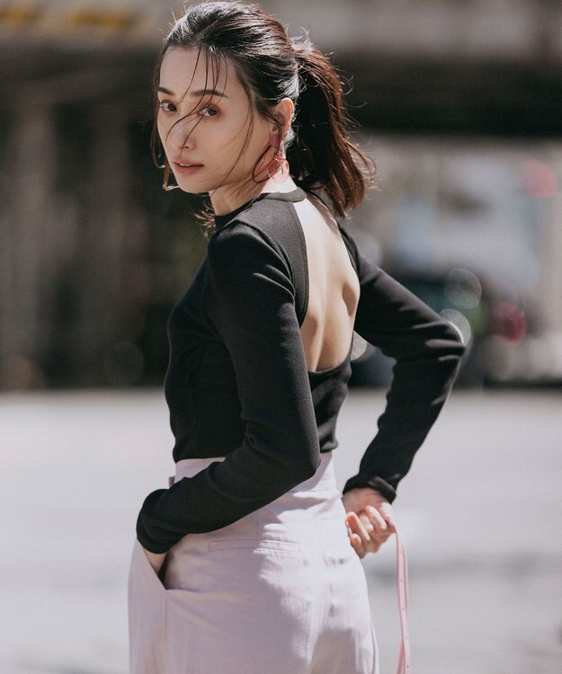 NAVE 【Nave・洗える/ストレッチ素材】ボディスーツ ロングスリーブ ブラック系