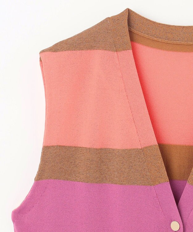 GRACE CONTINENTAL ニットマルチボーダージレ ピンク