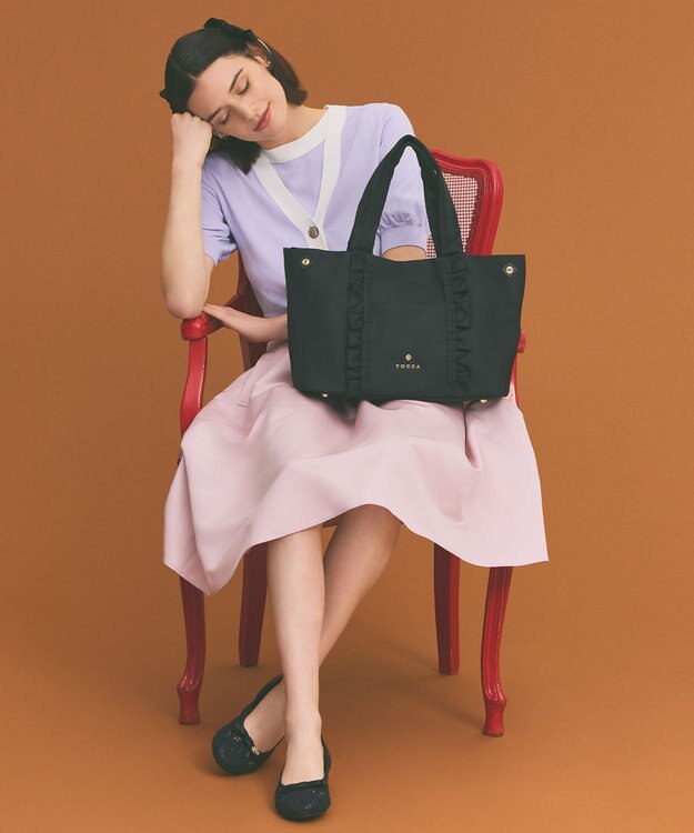 TOCCA 【撥水】FRILL A4 NYLONTOTE トートバッグ ブラック系