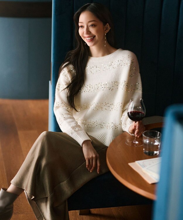 23区 【Oggi掲載/洗える】ヴィンテージダブルサテン ナロー スカート モカ系