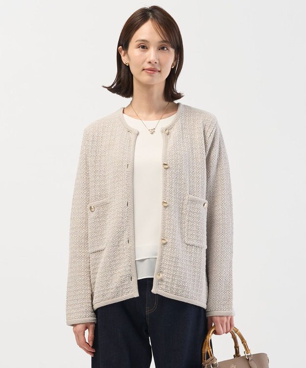 J.PRESS LADIES S NEW TWEED ニット ジャケット ベージュミックス系