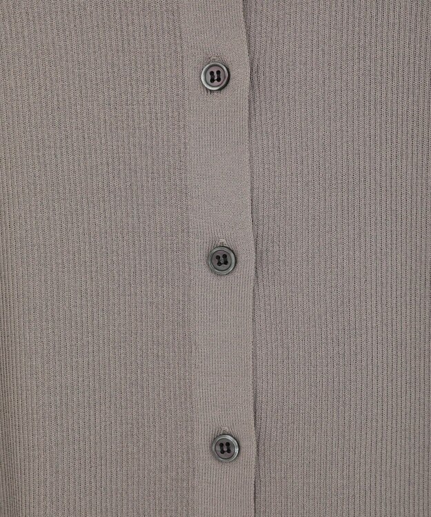 Green Parks ポロ襟5分袖リブニット Gray Beige