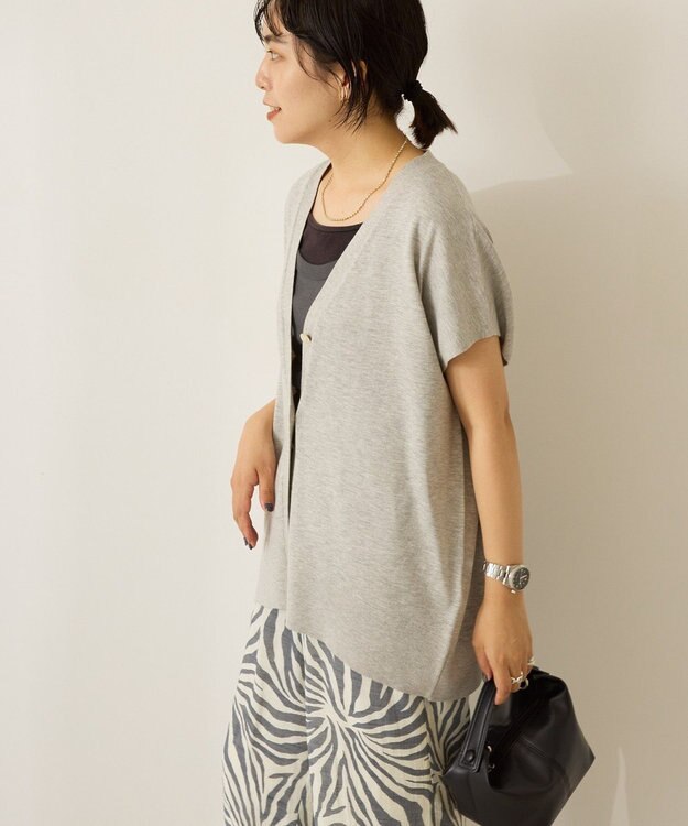 AMERICAN HOLIC 【先行予約】【WEB限定】フレンチスリーブVネックニットカーディガン Gray Mixture
