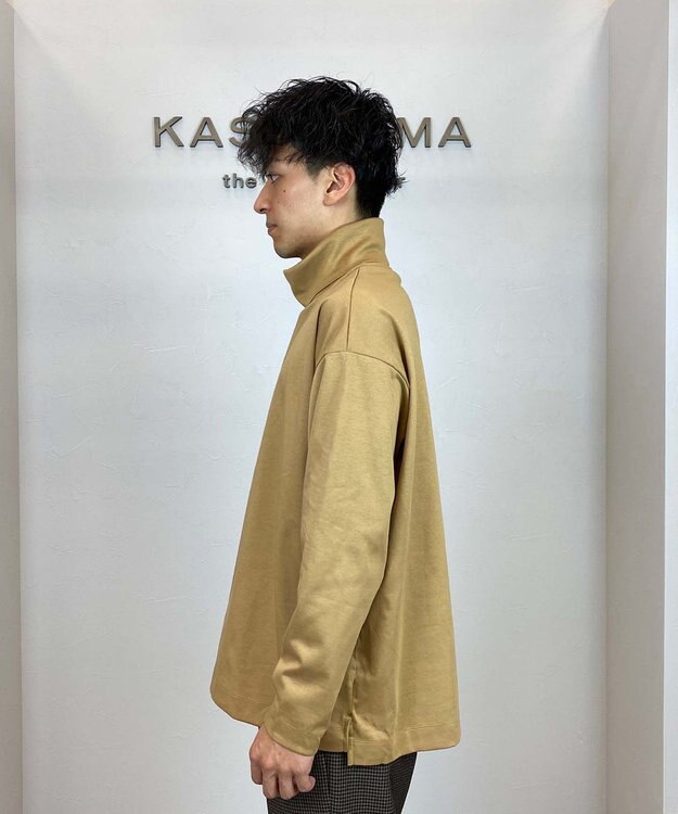 KASHIYAMA 【シルケット加工】コットンタートルネックカットソー キャメル