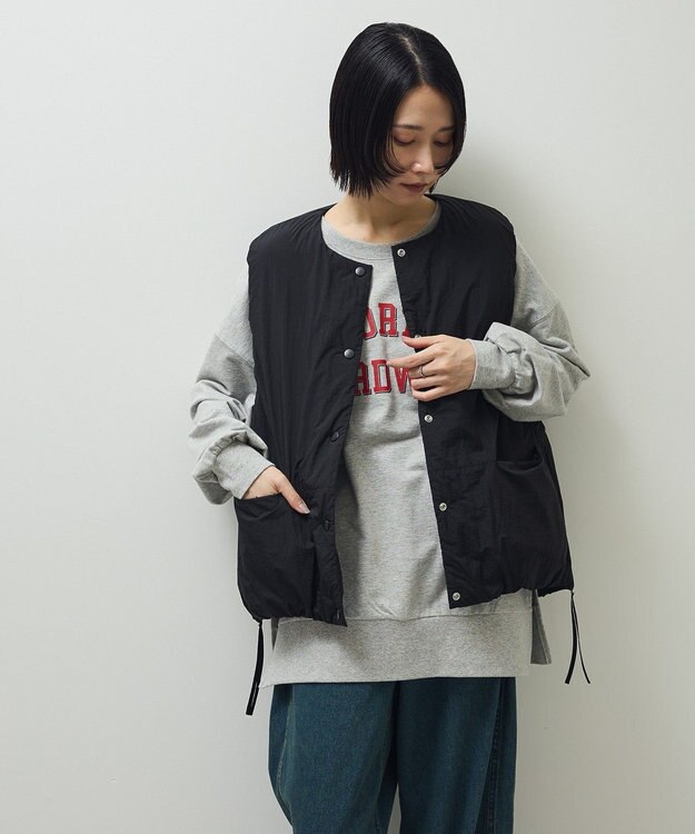 Green Parks サイドZIP中綿コクーンベスト Black
